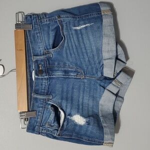 Old Navy Shorts Womens Size 0 Blue Boyfriend Jean Shirt Distressed Details Rips